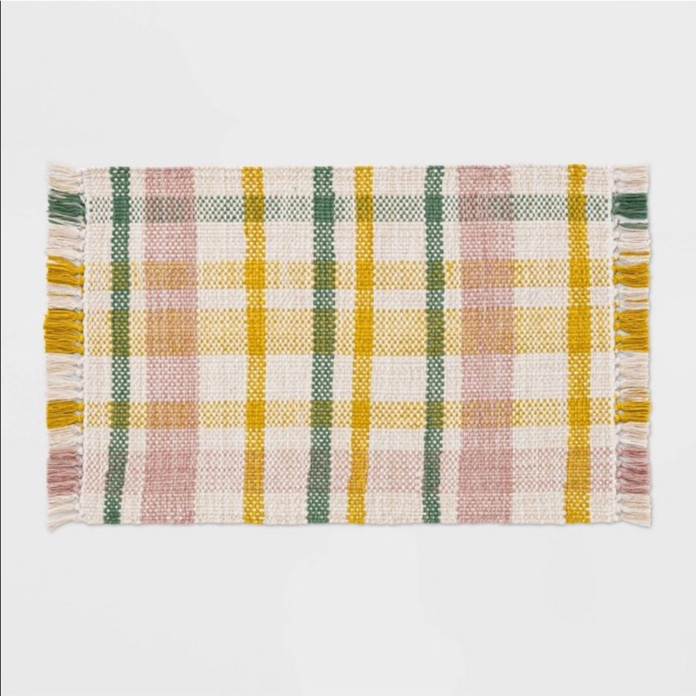 Threshold 34 x 20 woven multi plaid rug spring new - Picture 2 of 6